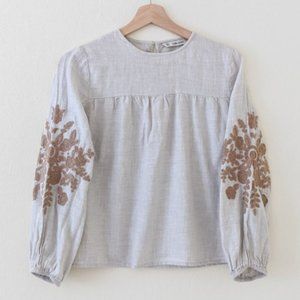 Zara embroidery puff sleeve top